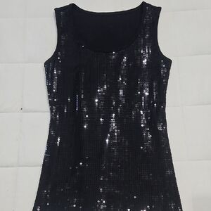 Black Sequin Sleeveless Top